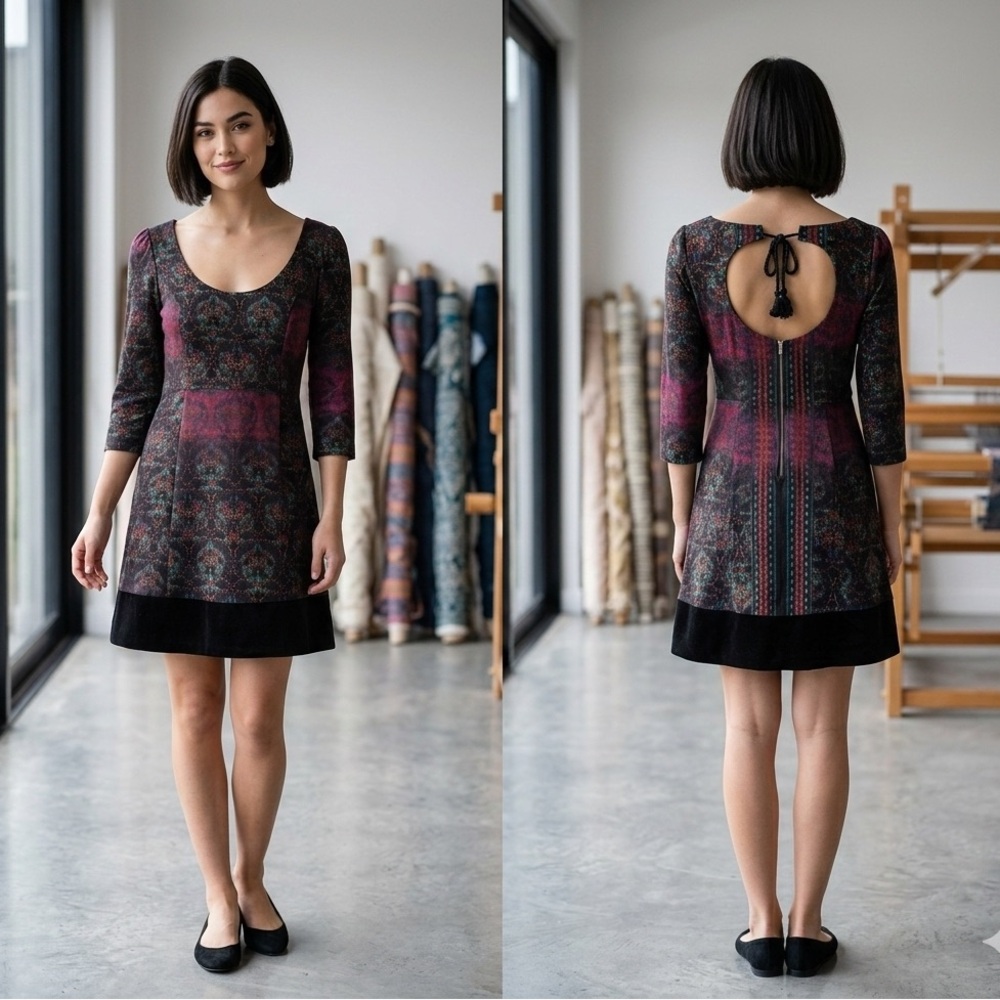 Plenty by Tracy Reese Colorful Long Sleeve Patterned Dress with‎ Cutout Boho 4